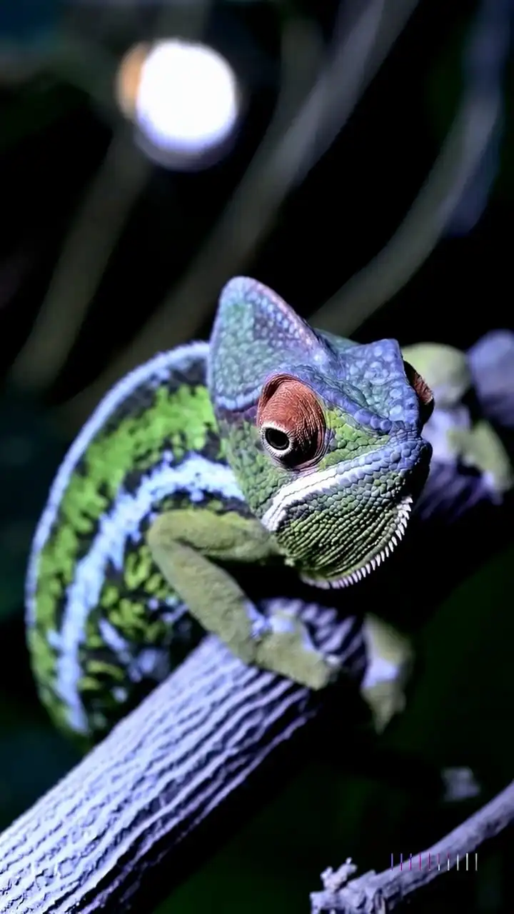 Thumbnail ofThis close-up shot of a chameleon showcases its striking color changing capabilities's video