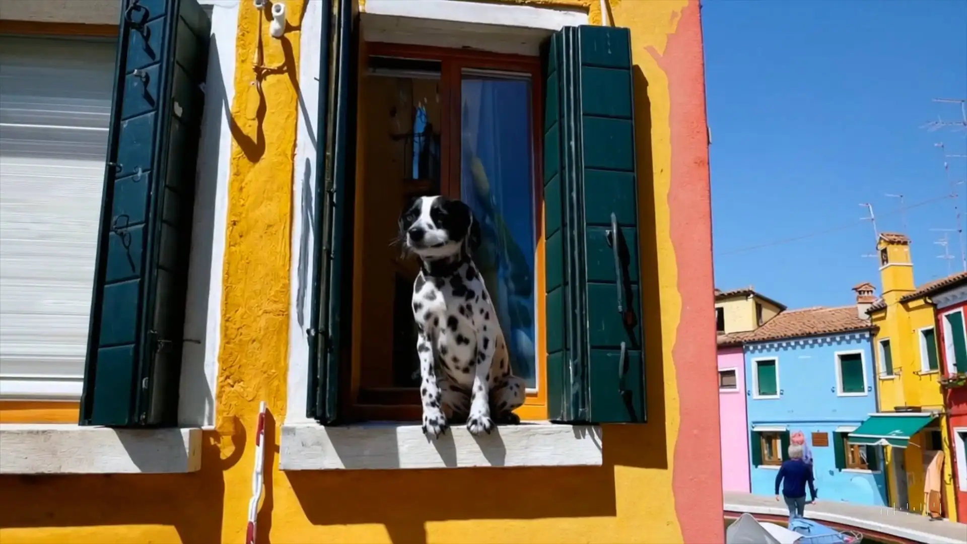 Thumbnail ofThe camera directly faces colorful buildings in Burano Italy's video